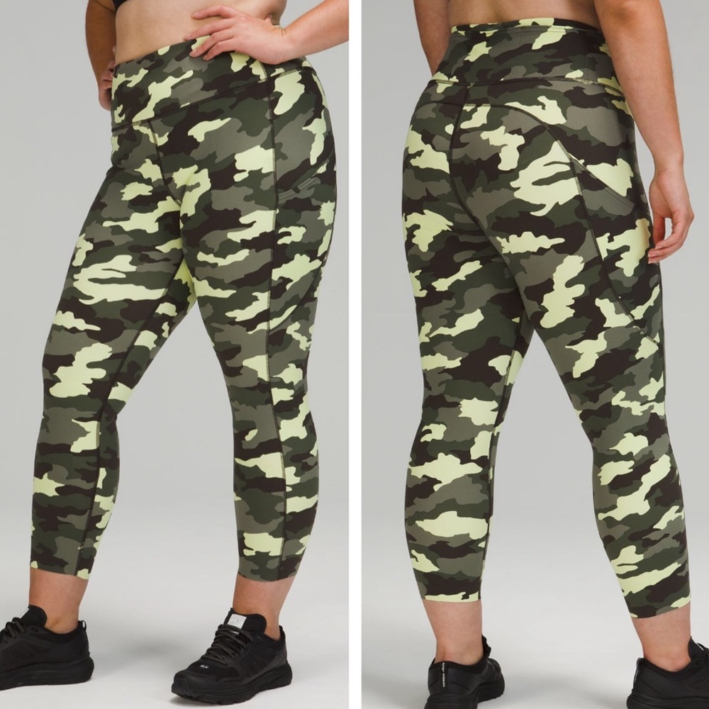LULULEMON NWT FAST & FREE HIGH RISE TIGHT LEGGINGS 25” HERITAGE 365 CAMO GREEN